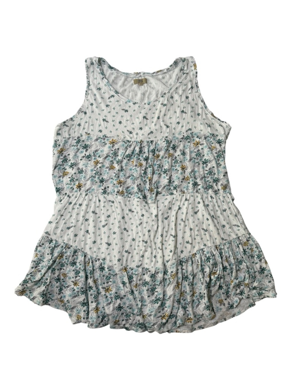 True Craft Floral Tiered Tank Top Womens XL Boho Cottagecore Peasant Top